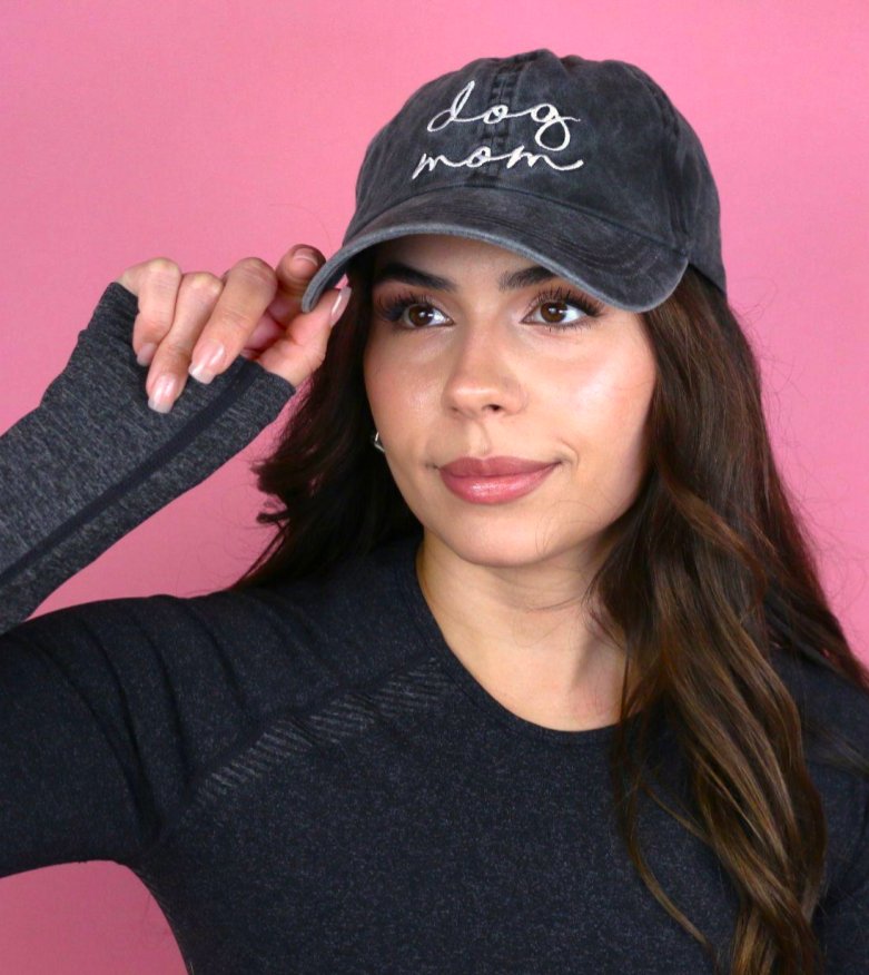 Dog Mom Embroidered Cap (Black) - LunaMarie