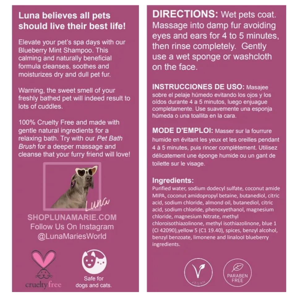 Vegan Pet Shampoo - Blueberry - LunaMarie