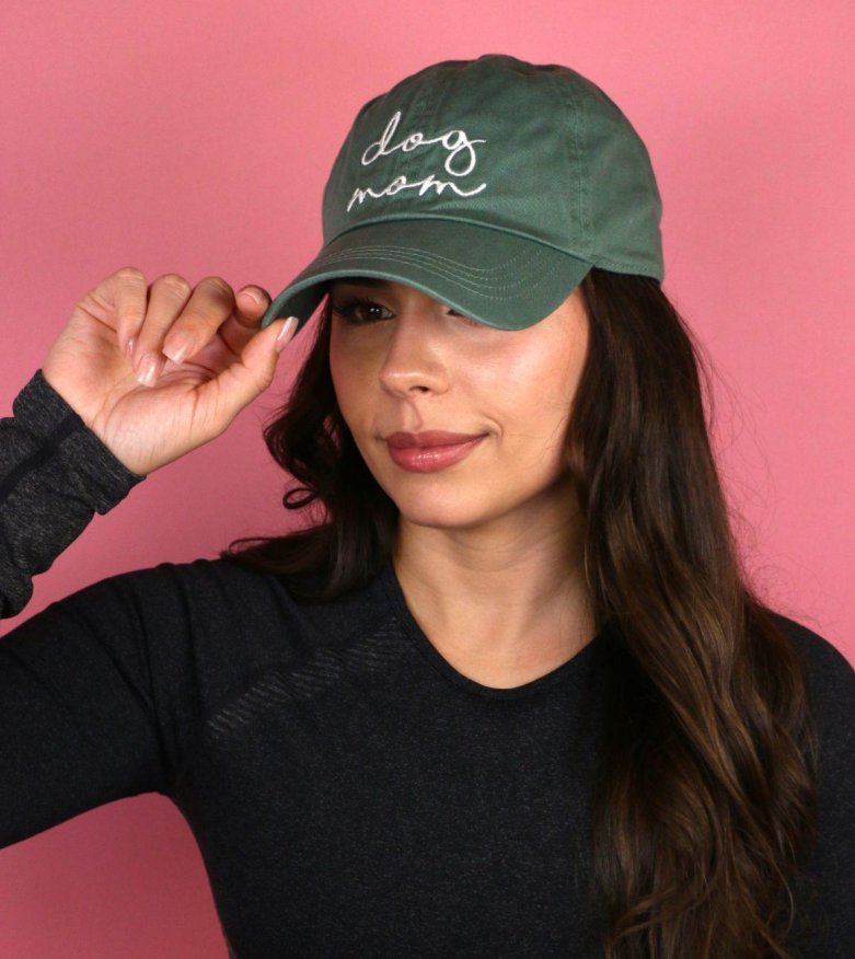 Dog Mom Embroidered Cap (Sage) - LunaMarie